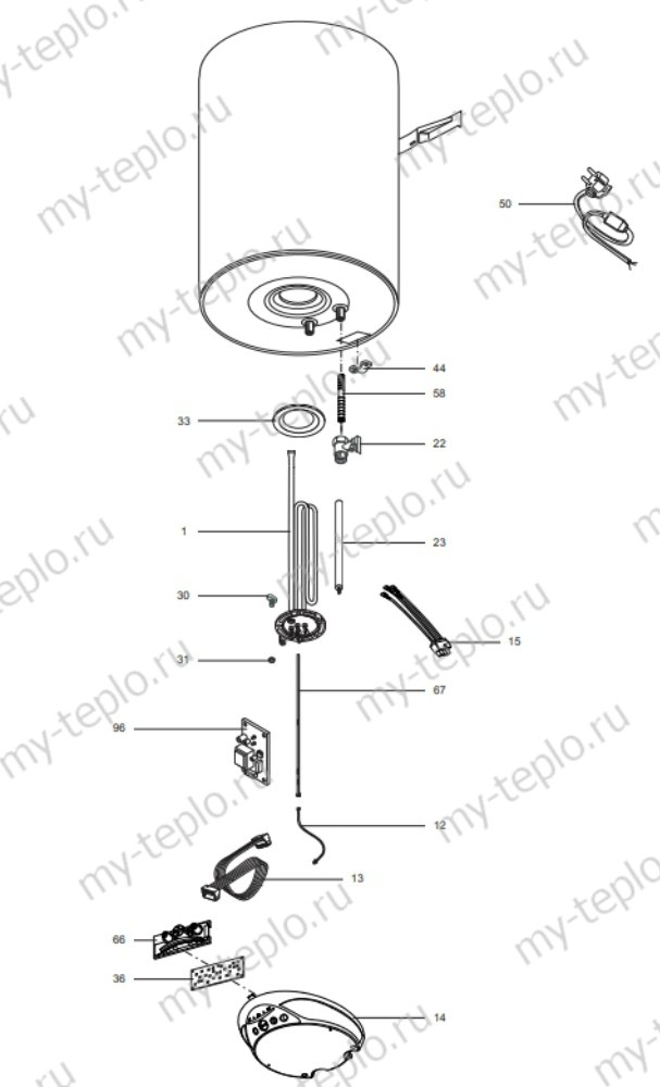 Запчасти для Ariston ABS PRO ECO PW 50 V SLIM: схема Запчасти Ariston ABS PRO ECO PW 50 V SLIM купить в Астрахани
